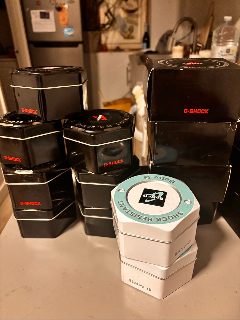12  empty G-Shock and Baby-G Watch Tin Storage Set - 10Black & 2White
